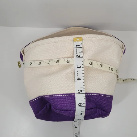 Lands' End Purple Handle Hero Embroidered Small Canvas Bucket Tote Bag - Picture 4 of 4